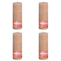 Bolsius Candele Rustiche a Colonna Shine 4 pz 190x68 mm Rosa Nebbia 440845