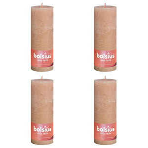 Bolsius Candele Rustiche a Colonna Shine 4 pz 190x68 mm Rosa Nebbia 440845