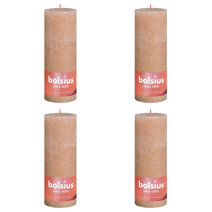 Bolsius Candele Rustiche a Colonna Shine 4 pz 190x68 mm Rosa Nebbia 440845