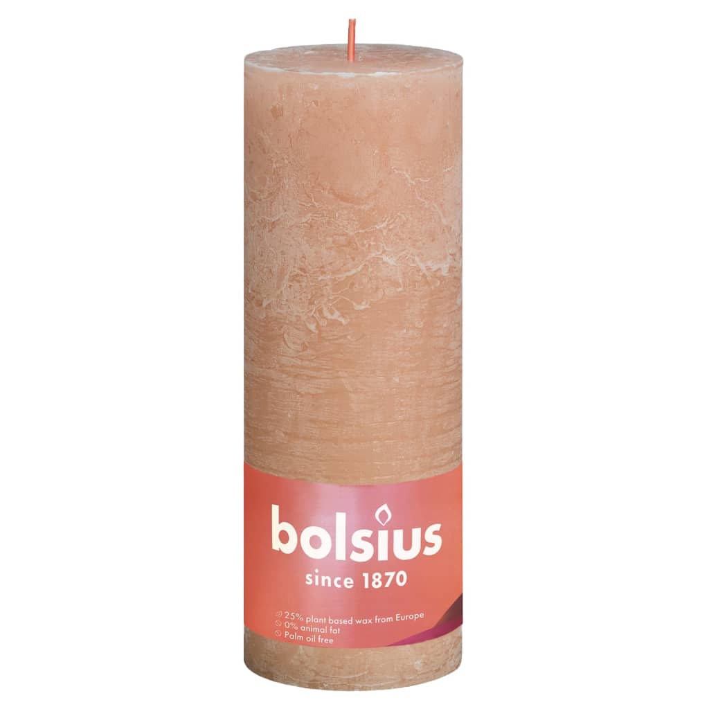 Bolsius Candele Rustiche a Colonna Shine 4 pz 190x68 mm Rosa Nebbia 440845