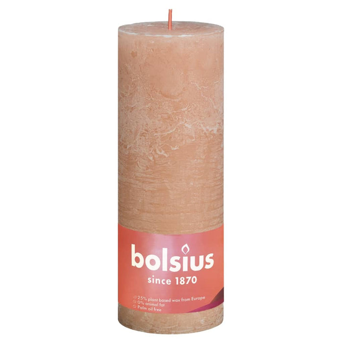 Bolsius Candele Rustiche a Colonna Shine 4 pz 190x68 mm Rosa Nebbia 440845