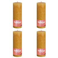 Bolsius Candele Rustiche Colonna Shine 4 pz 190x68 mm Giallo Favo 440840