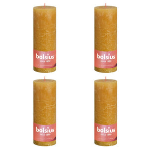 Bolsius Candele Rustiche Colonna Shine 4 pz 190x68 mm Giallo Favo 440840