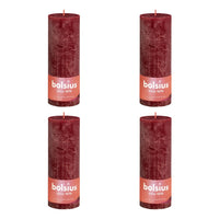 Bolsius Candele Rustiche a Colonna Shine 4 pz 190x68mm Rosso Vellutato 440847