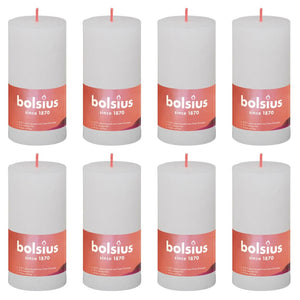 Bolsius Candele Rustiche a Colonna Shine 8 pz 100x50 mm Bianco Nuvola 440792