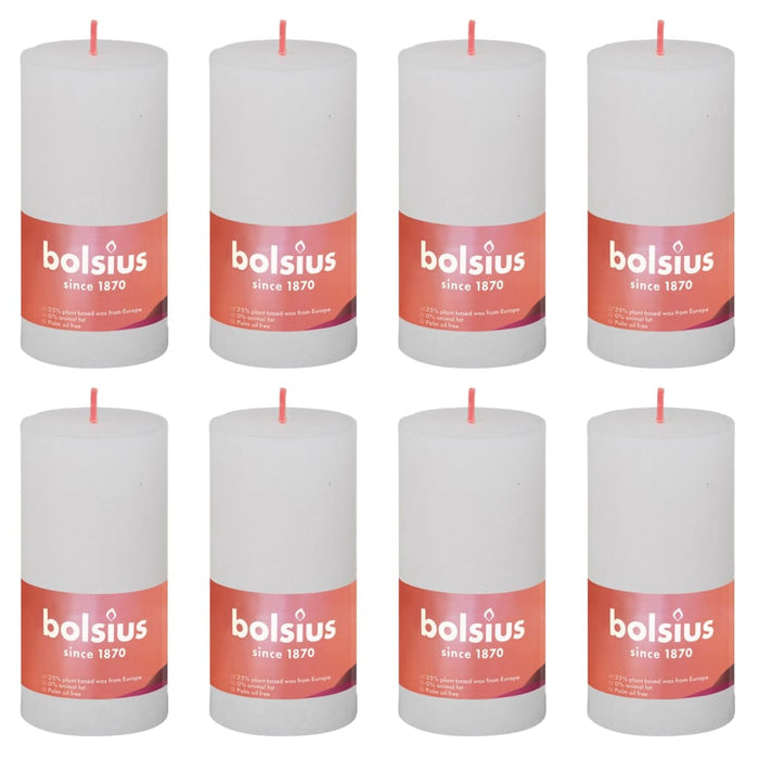 Bolsius Candele Rustiche a Colonna Shine 8 pz 100x50 mm Bianco Nuvola 440792