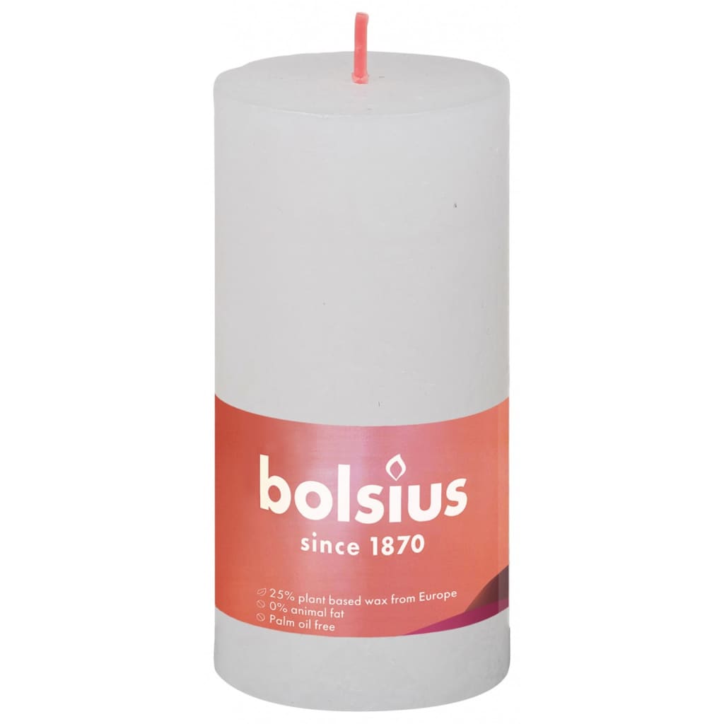 Bolsius Candele Rustiche a Colonna Shine 8 pz 100x50 mm Bianco Nuvola 440792