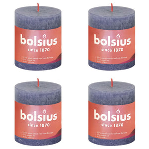 Bolsius Candele Rustiche a Colonna Shine 4 pz 80x68 mm Blu Crepuscolo 440820