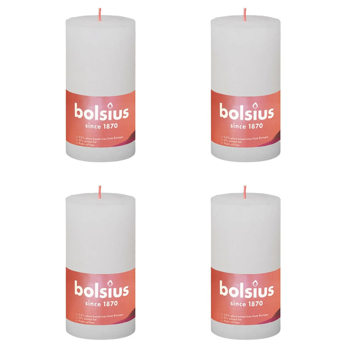 Bolsius Candele Rustiche a Colonna Shine 4 pz 130x68 mm Bianco Nuvola 440822