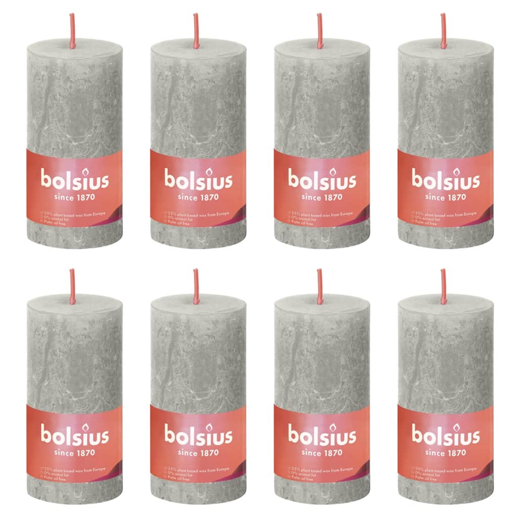 Bolsius Candele Rustiche a Colonna Shine 8 pz 100x50 mm Grigio Sabbiacod mxl 119883