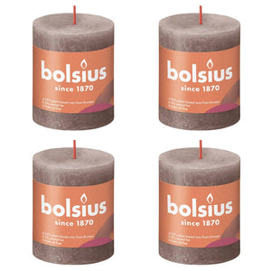 Bolsius Candele Rustiche a Colonna Shine 4 pz 80x68 mm Rosa Nebbiacod mxl 119911