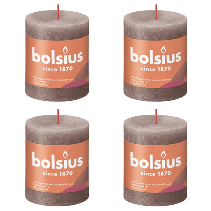 Bolsius Candele Rustiche a Colonna Shine 4 pz 80x68 mm Rosa Nebbiacod mxl 119911