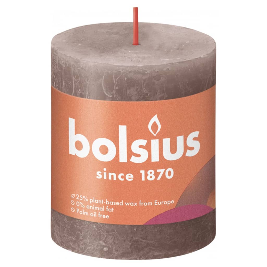 Bolsius Candele Rustiche a Colonna Shine 4 pz 80x68 mm Rosa Nebbiacod mxl 119911