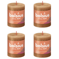 Bolsius Candele Rustiche a Colonna Shine 4 pz 80x68mm Marrone Speziato 440809