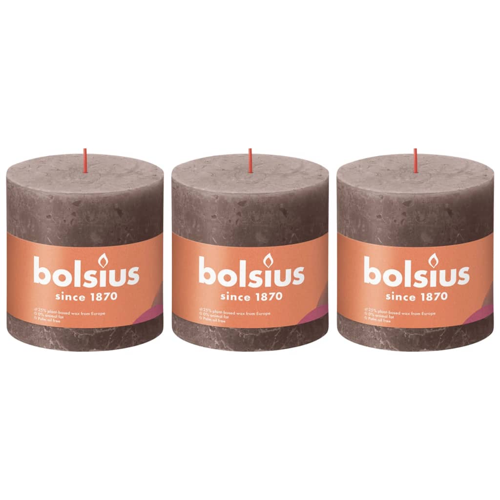 Bolsius Candele Rustiche a Colonna Shine 3 pz 100x100mm Talpa Rustico 440875