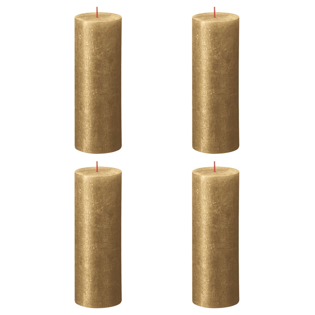 Bolsius Candele Pilastro Rustiche Shimmer 4 pz 190x68 mm Oro 440896