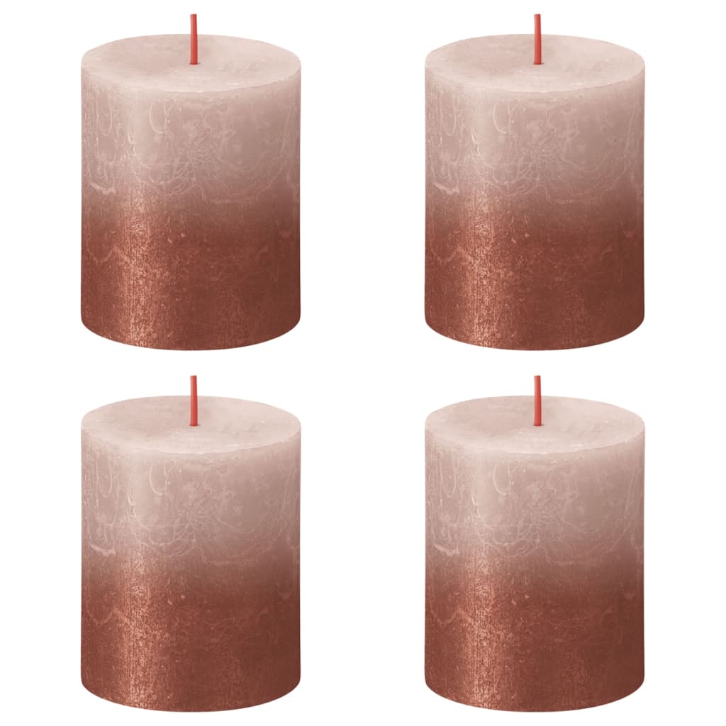 Bolsius Candele Pilastro Rustiche Sunset 4 pz 80x68 mm Rosa e Ambra 440897