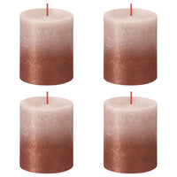 Bolsius Candele Pilastro Rustiche Sunset 4 pz 80x68 mm Rosa e Ambra 440897