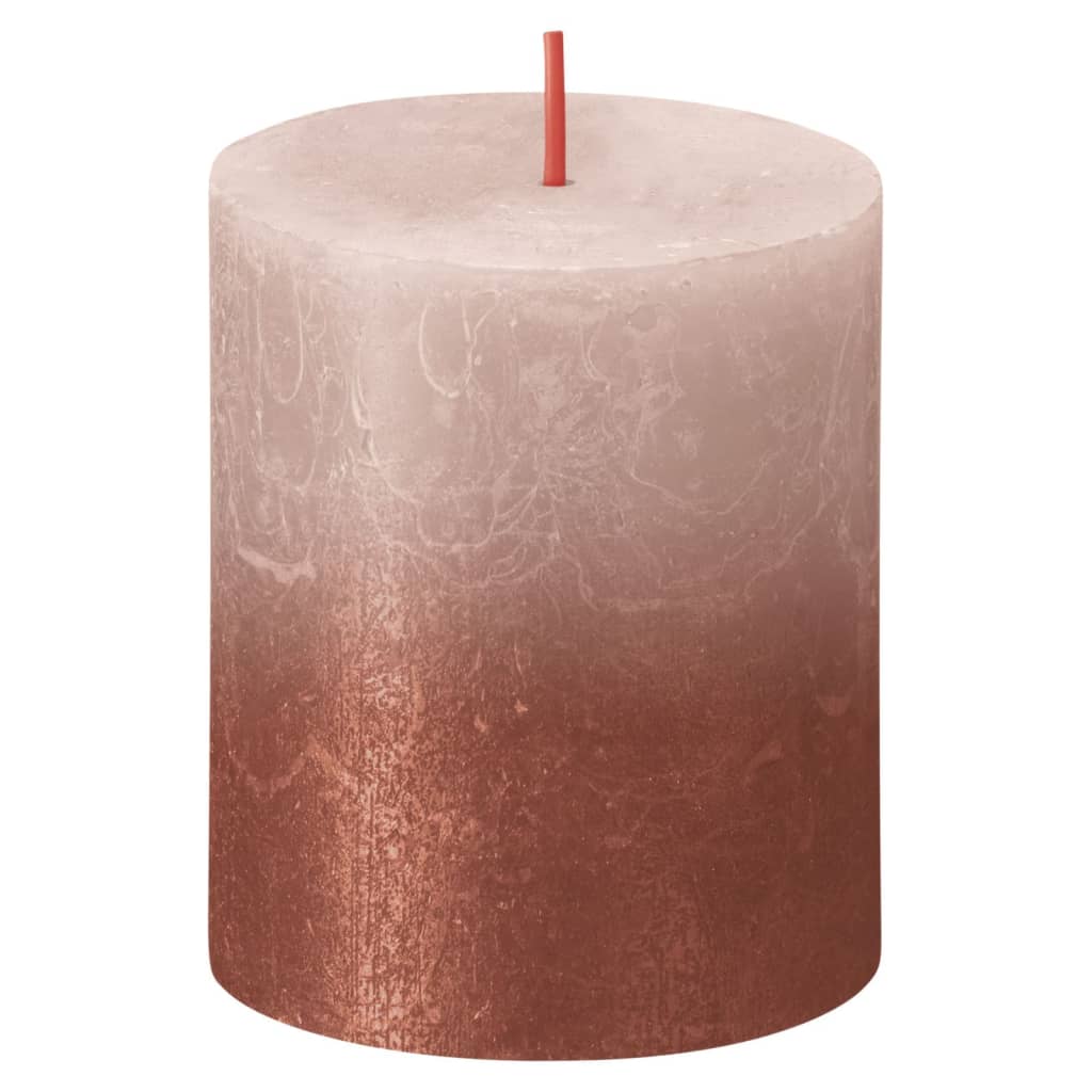 Bolsius Candele Pilastro Rustiche Sunset 4 pz 80x68 mm Rosa e Ambra 440897