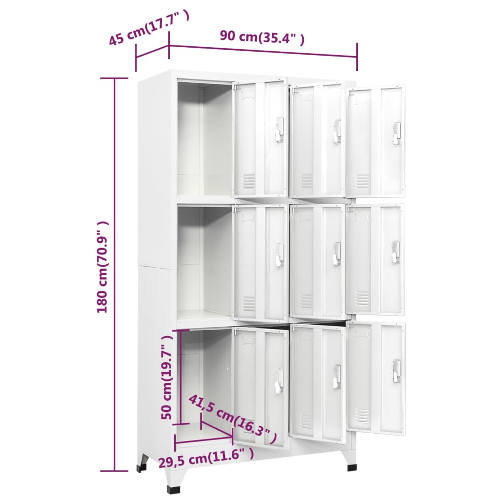 Armadietto a Chiave con 6 Scomparti in Acciaio 90x45x180 cm  cod mxl 52015