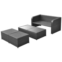 Set Divani da Giardino 4 pz con Cuscini in Polyrattan Nero 42481