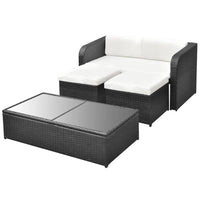 Set Divani da Giardino 4 pz con Cuscini in Polyrattan Nero 42481