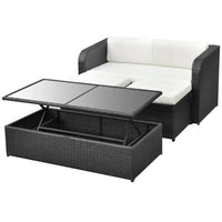 Set Divani da Giardino 4 pz con Cuscini in Polyrattan Nero 42481