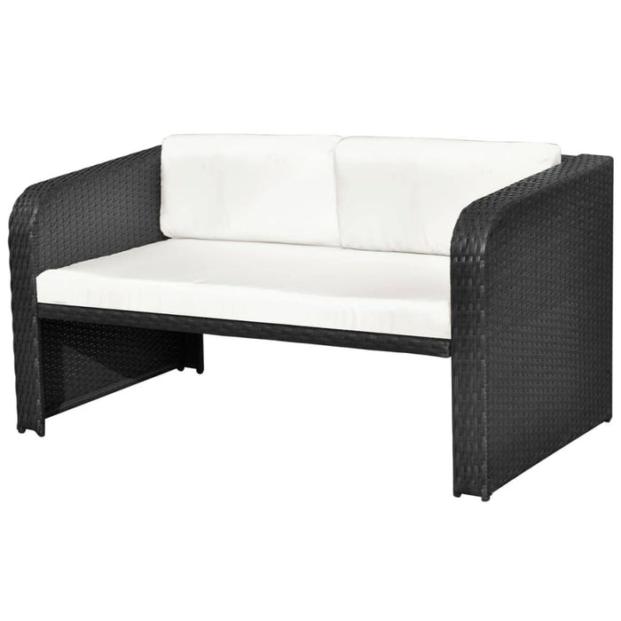 Set Divani da Giardino 4 pz con Cuscini in Polyrattan Nero 42481