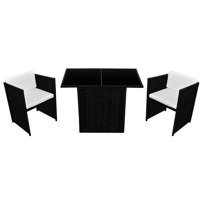 Set da Bistrot 3 pz con Cuscini in Polyrattan Nero cod mxl 35644