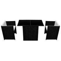 Set da Bistrot 3 pz con Cuscini in Polyrattan Nero cod mxl 35644