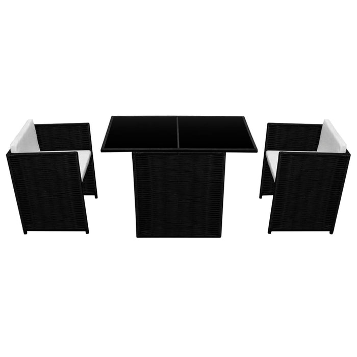 Set da Bistrot 3 pz con Cuscini in Polyrattan Nero cod mxl 35644