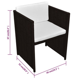 Set da Bistrot 3 pz con Cuscini in Polyrattan Marrone cod mxl 35359