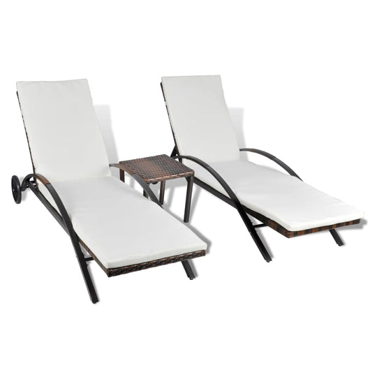 Lettini Prendisole con Tavolino in Polyrattan Marrone cod mxl 9910