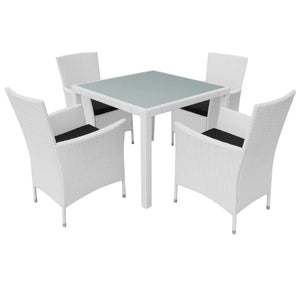 Set da Pranzo da Giardino 5 pz in Polyrattan Bianco Crema cod mxl 35640