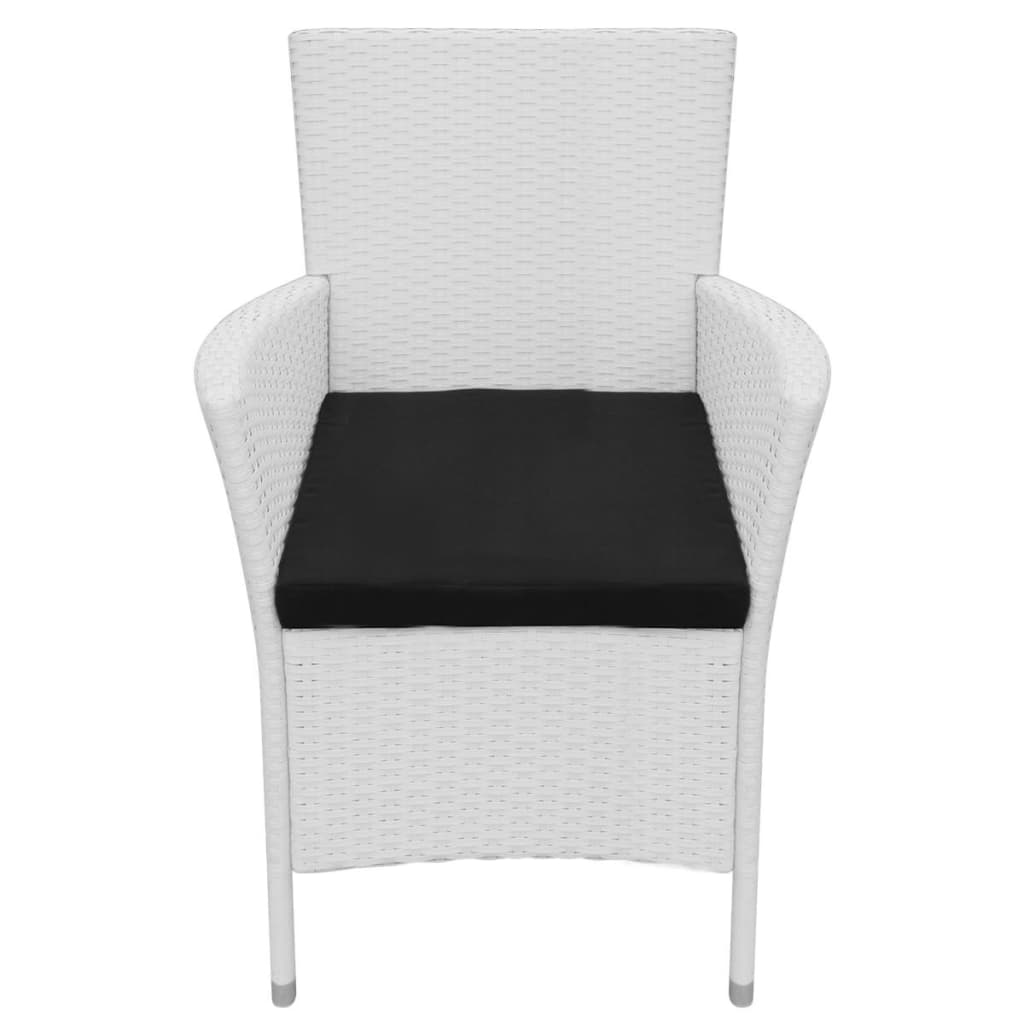 Set da Pranzo da Giardino 5 pz in Polyrattan Bianco Crema cod mxl 35640