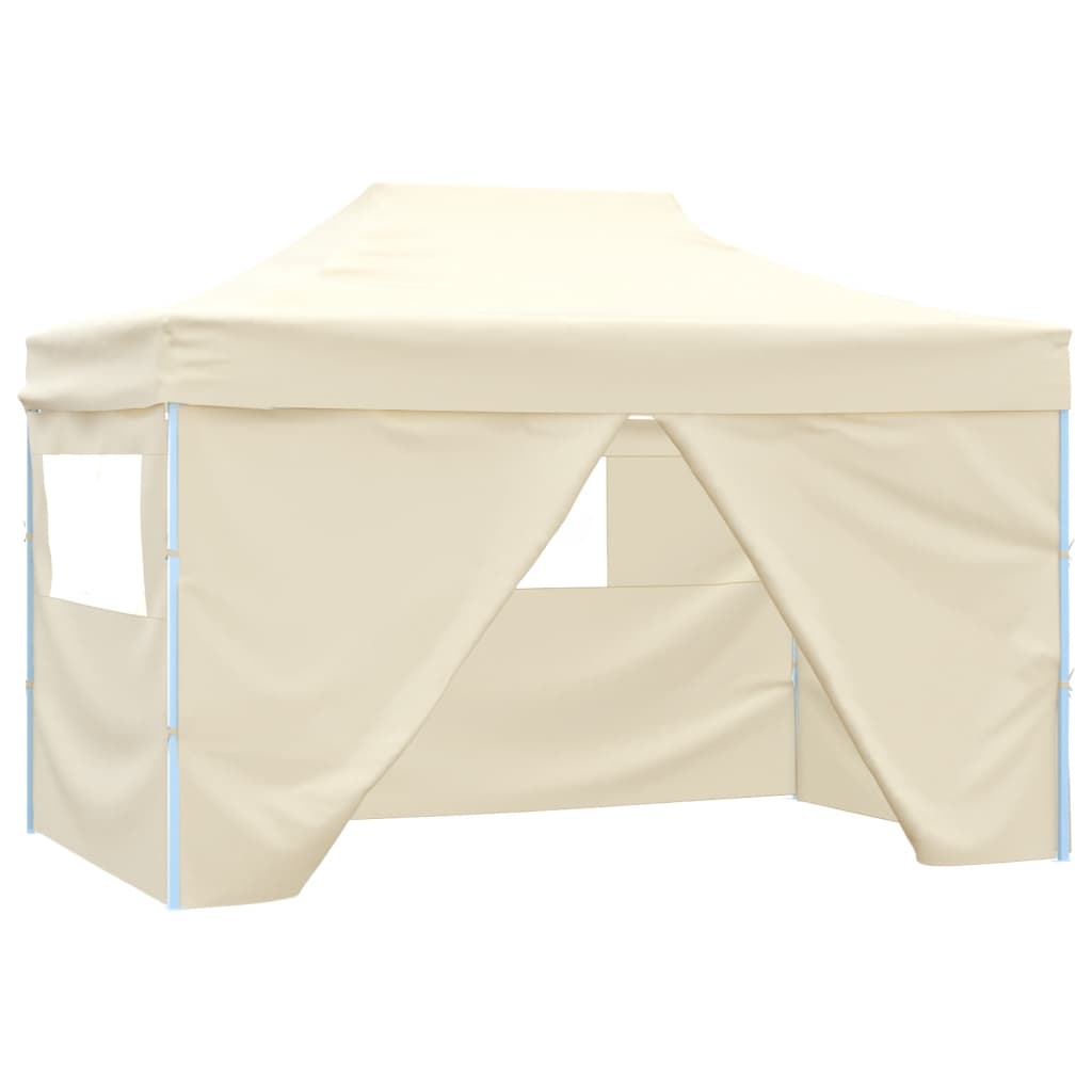 Tenda Pieghevole Pop-Up 4 Pareti Laterali 3x4,5 m Bianco Crema cod mxl 50469