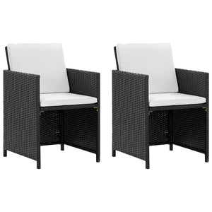 Set da Pranzo da Giardino 5 pz con Cuscini in Polyrattan Nero cod mxl 41297