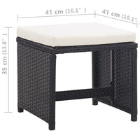 Set da Pranzo da Giardino 5 pz con Cuscini in Polyrattan Nero cod mxl 41297