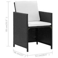 Set da Pranzo da Giardino 9 pz con Cuscini in Polyrattan Nero  cod mxl 32918