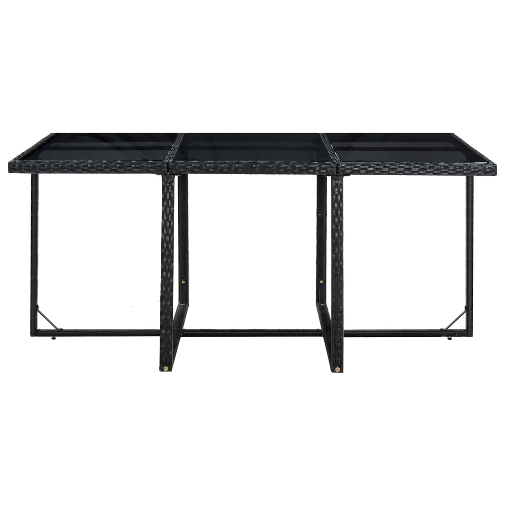 Set da Pranzo da Giardino 11 pz con Cuscini in Polyrattan Nero 42523