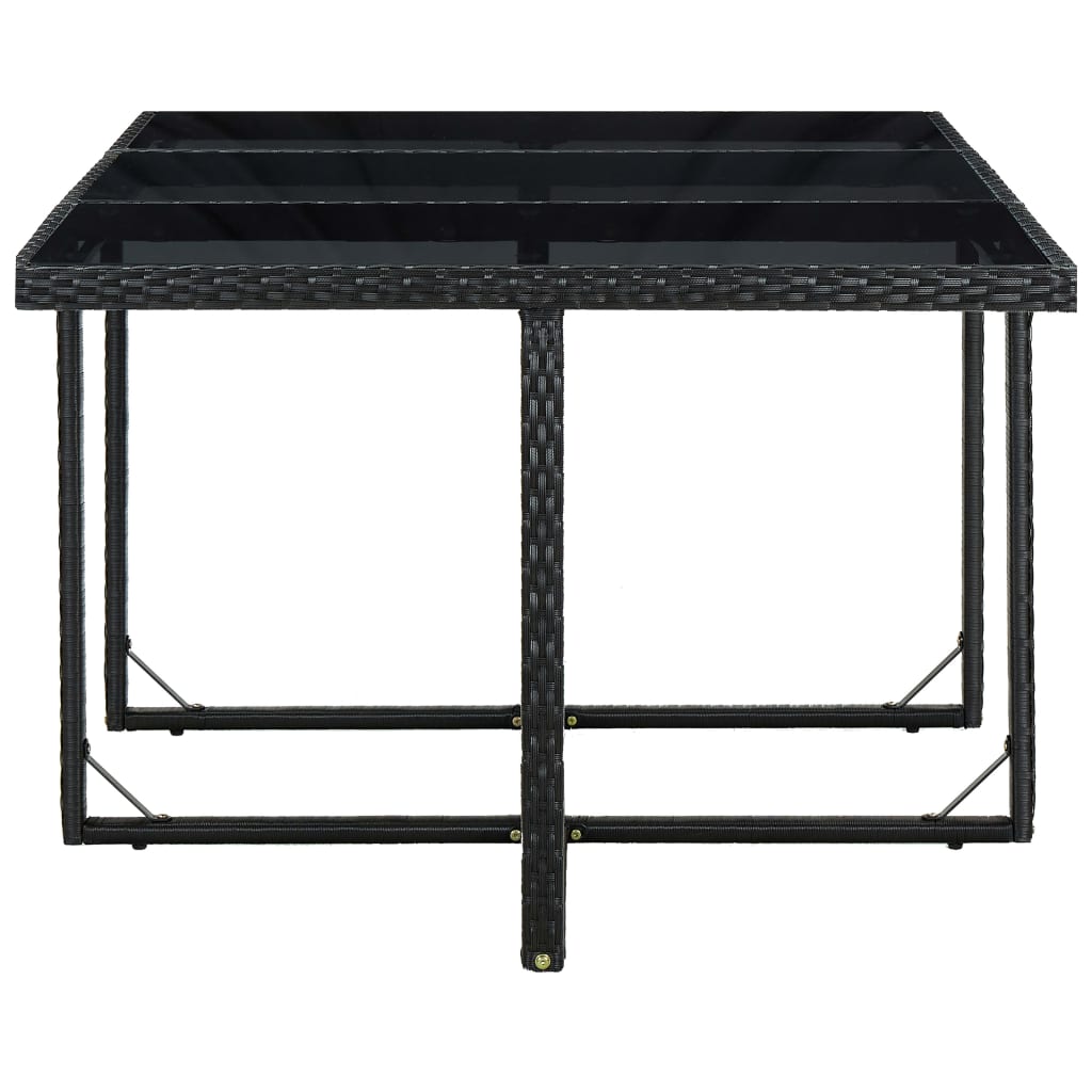 Set da Pranzo da Giardino 11 pz con Cuscini in Polyrattan Nero 42523