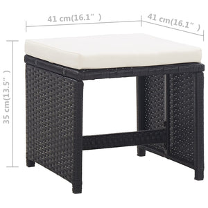 Set da Pranzo da Giardino 11 pz con Cuscini in Polyrattan Nero 42523