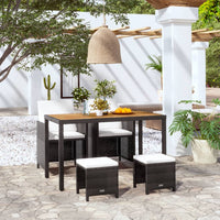 Set da Pranzo da Giardino 5 pz Polyrattan e Legno Acacia Nero cod mxl 57462