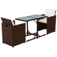 Set da Bistrot 3 pz con Cuscini in Polyrattan Marrone cod mxl 57469