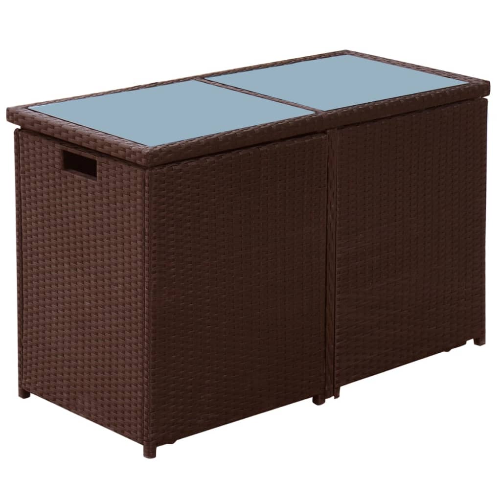 Set da Bistrot 3 pz con Cuscini in Polyrattan Marrone cod mxl 57469