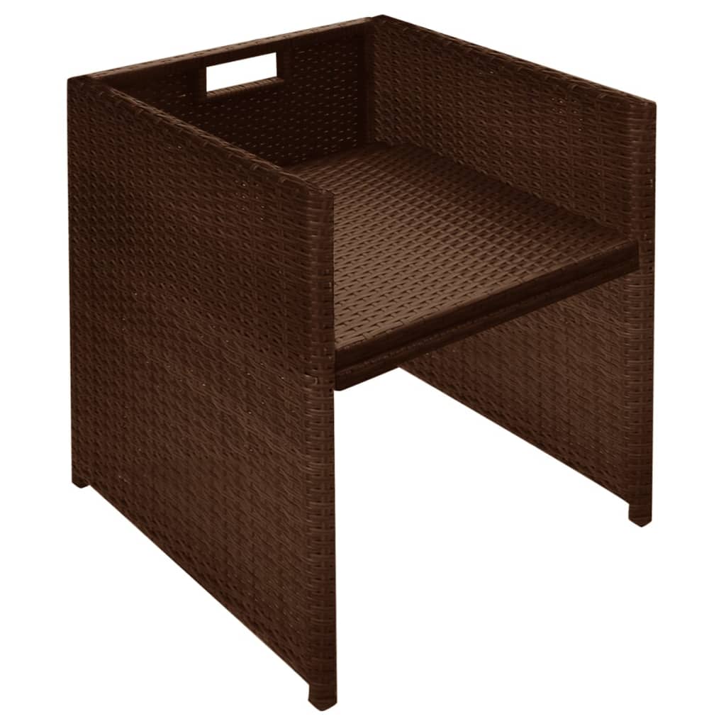 Set da Bistrot 3 pz con Cuscini in Polyrattan Marrone cod mxl 57469