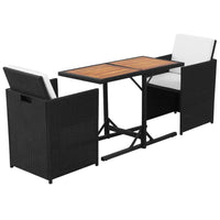 Set da Bistrot 3 pz con Cuscini in Polyrattan Nero 42542