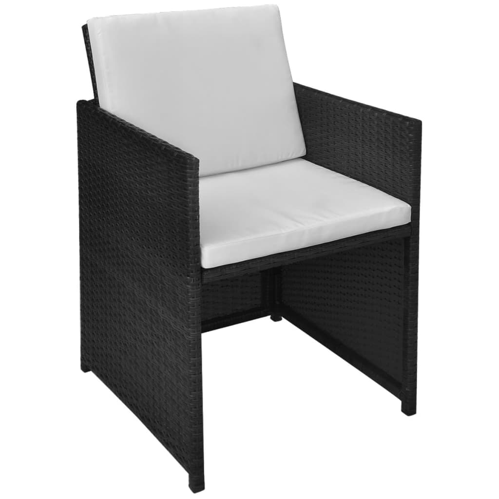 Set da Bistrot 3 pz con Cuscini in Polyrattan Nero 42542