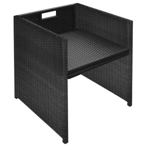 Set da Bistrot 3 pz con Cuscini in Polyrattan Nero 42542