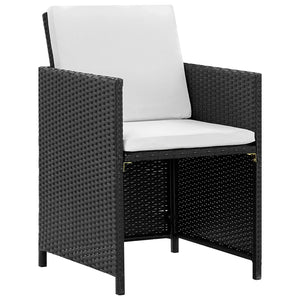 Set da Pranzo da Giardino 9 pz con Cuscini in Polyrattan Nero 42543